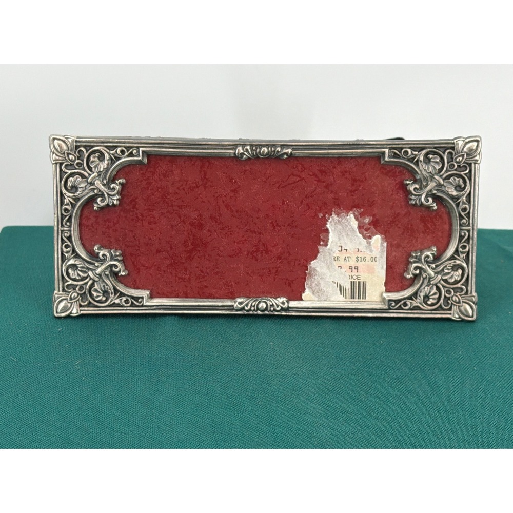 Vintage Silver Tone Ornate Scroll Floral Rectangular 3.5x8.25 Photo Frame
